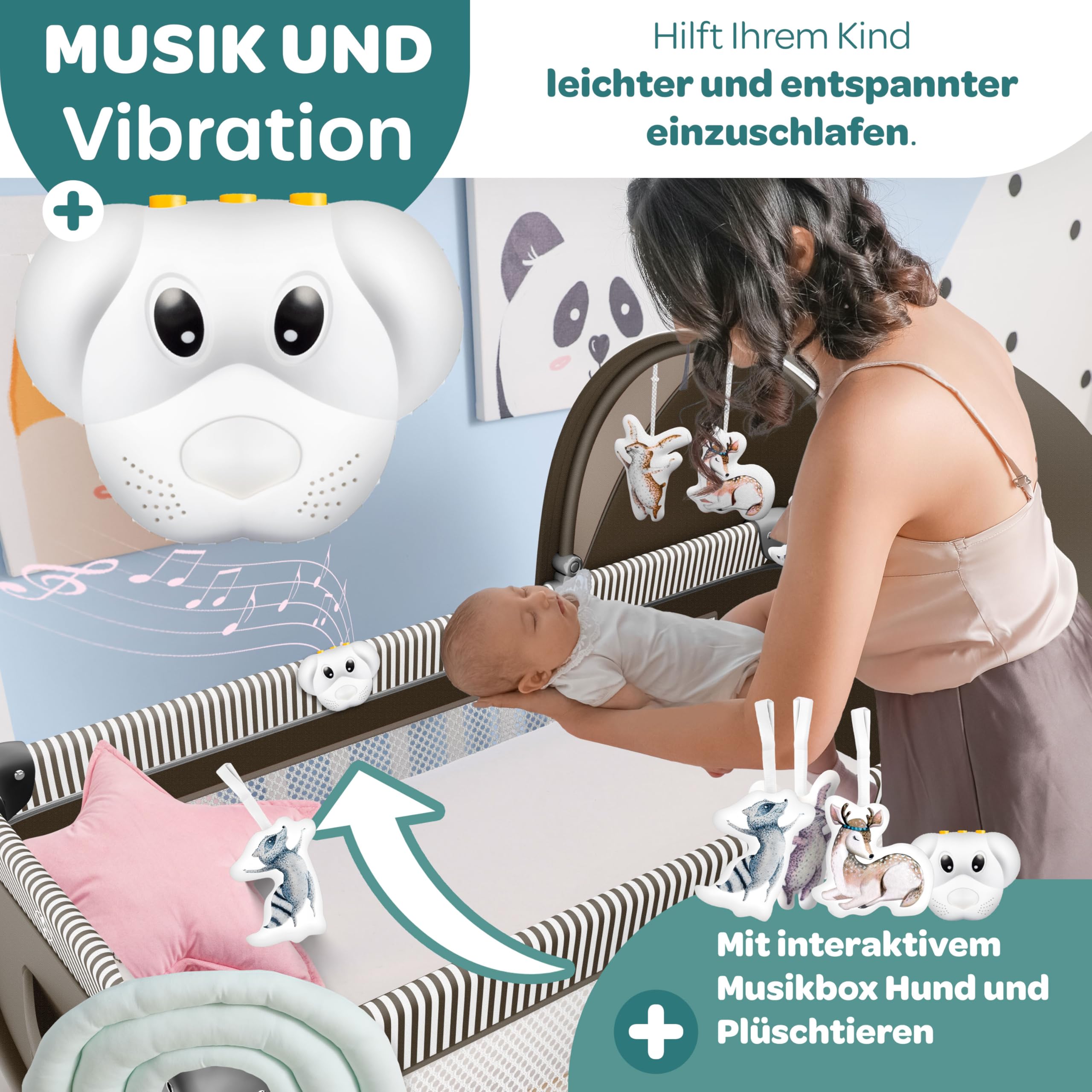 KIDIZ® Łóżeczko dziecięce 3 w 1, turystyczne, zestaw kombi, łóżeczko z przewijakiem, moskitiera, kojec, do 15 kg, przewiewne ściany boczne z wejściem bocznym, składana torba transportowa, brązowy