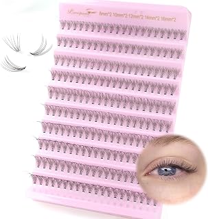 Parriparri Single Eyelash Cluster 200pcs Natural Look Extensions with 10D C-Bend, 8-16mm DIY Home Wispy