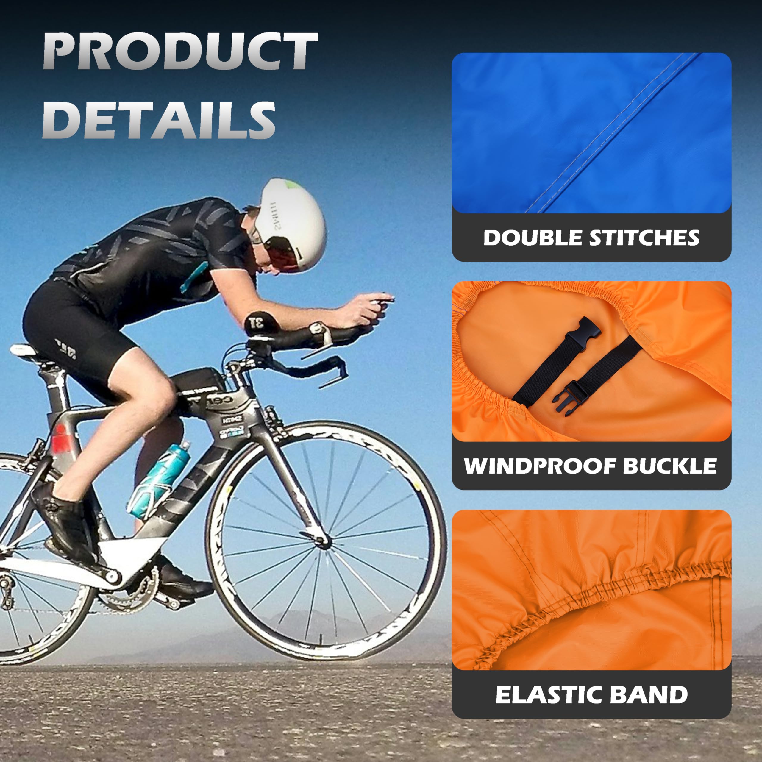 Housse de vélo d'extérieur imperméable contre la pluie, le soleil, la poussière, le vent, avec trou de verrouillage pour vélo électrique, VTT, vélo de route (bleu, taille XL pour 1 vélo)