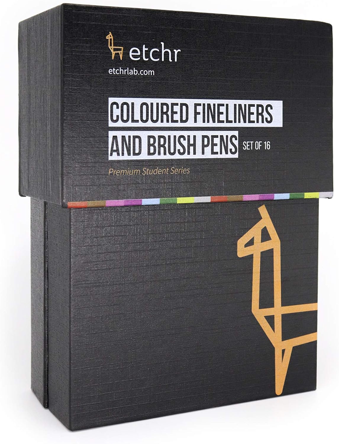 ETCHR Professional Black Drawing Pens - 16 Black Fineliner Pens for Drawing Sketching Inking and Writing - Quality Waterproof and Fadeproof Black Artist Pens - ETCHR Black Graphic Pen Collection : Office Products