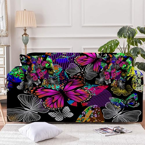 Miniatura 7 de Sleepwish Flying Butterflies - Fundas elásticas para sofá de 3 cojines, funda de sofá biplaza o sillón para niñas, funda de cojín con 2 fundas de
