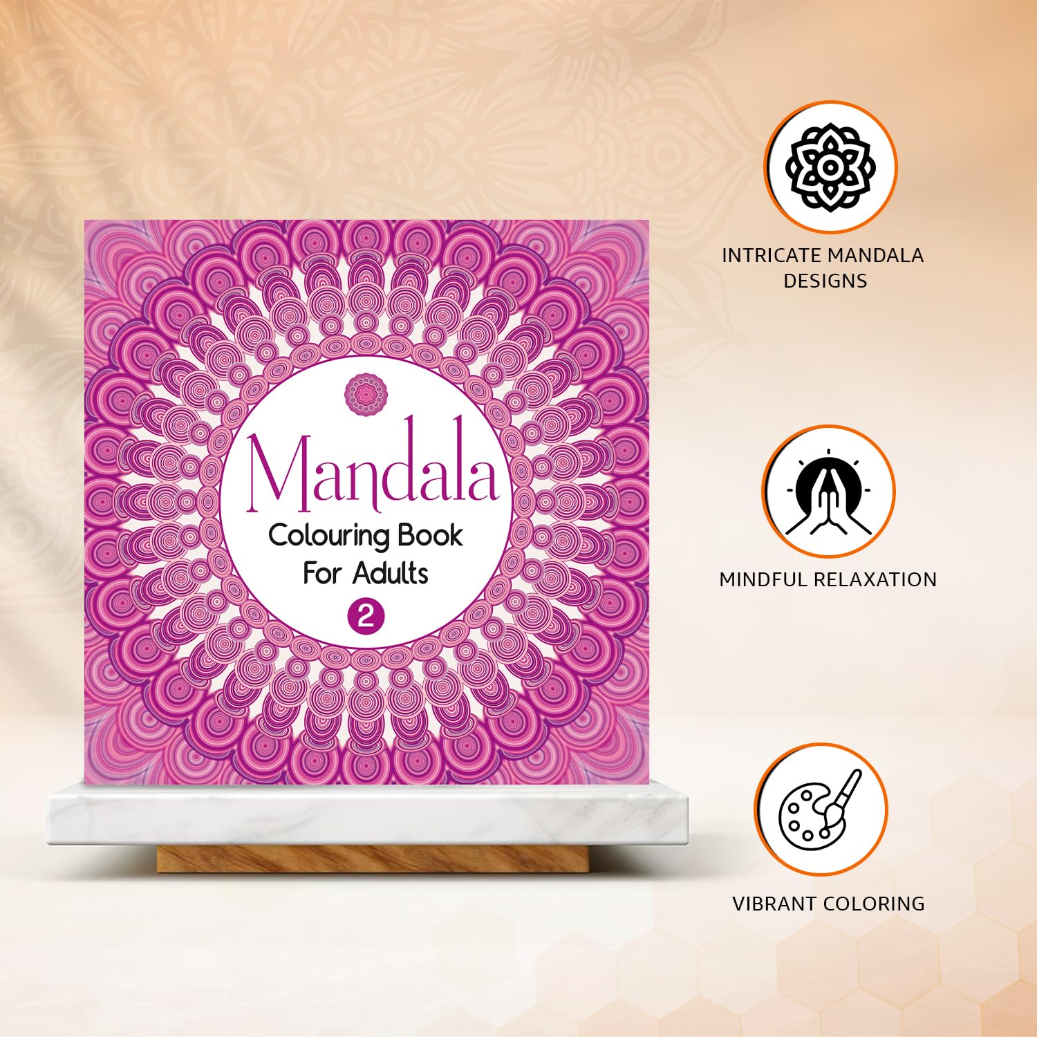 amazon basics Mandala Coloring Book for Adults | Relaxation and Creativity | Tear-Out Sheets Included (Lilac) - Image 2 thumbnail