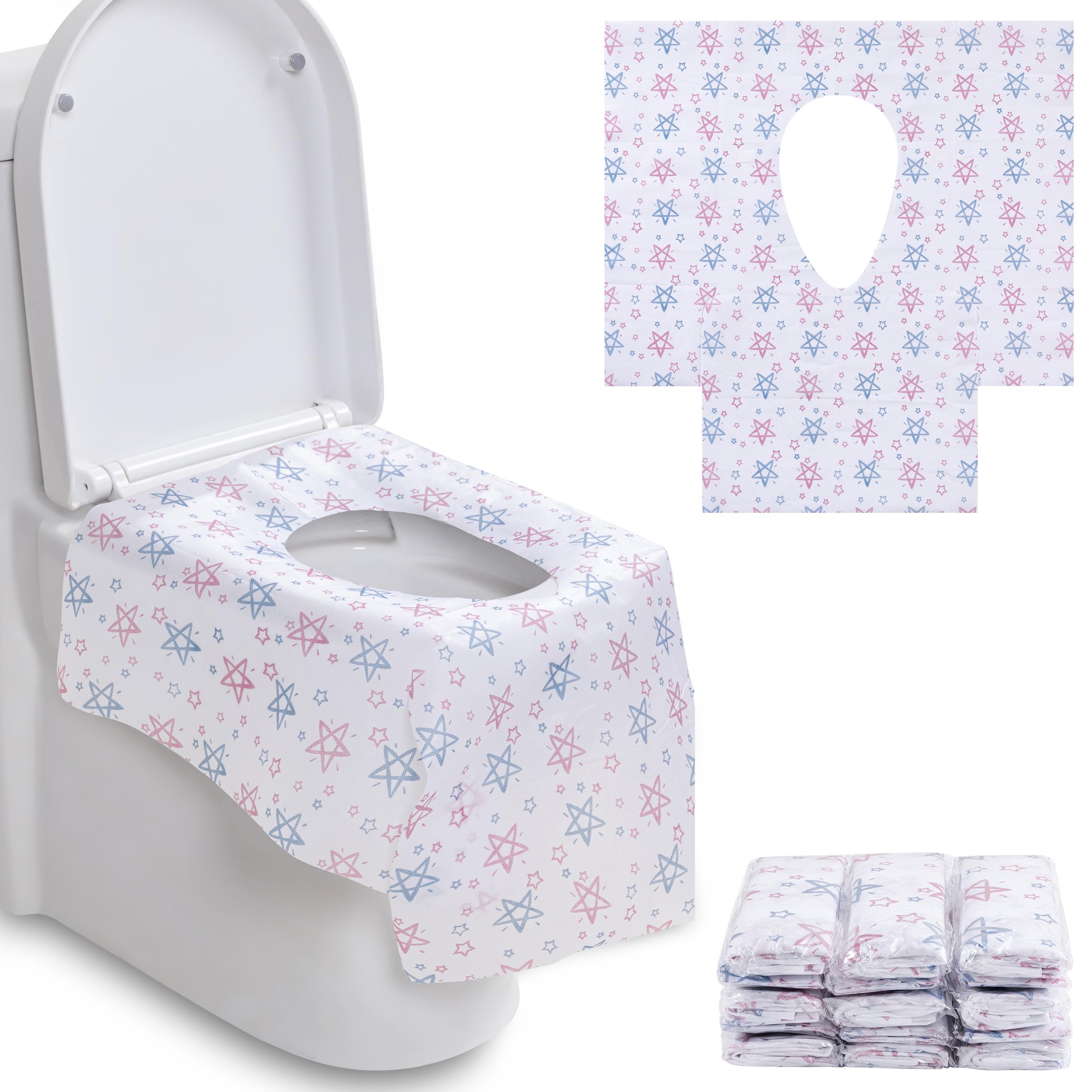 30 Pack Large Size Disposable Toilet Seat Covers, Hygienic Waterproof PE Potty Seat Cover Portable Non-Slip Toilet Covers Travel Packed for Toddler Kids Adults Pregnant Women, Use in Public Toilets