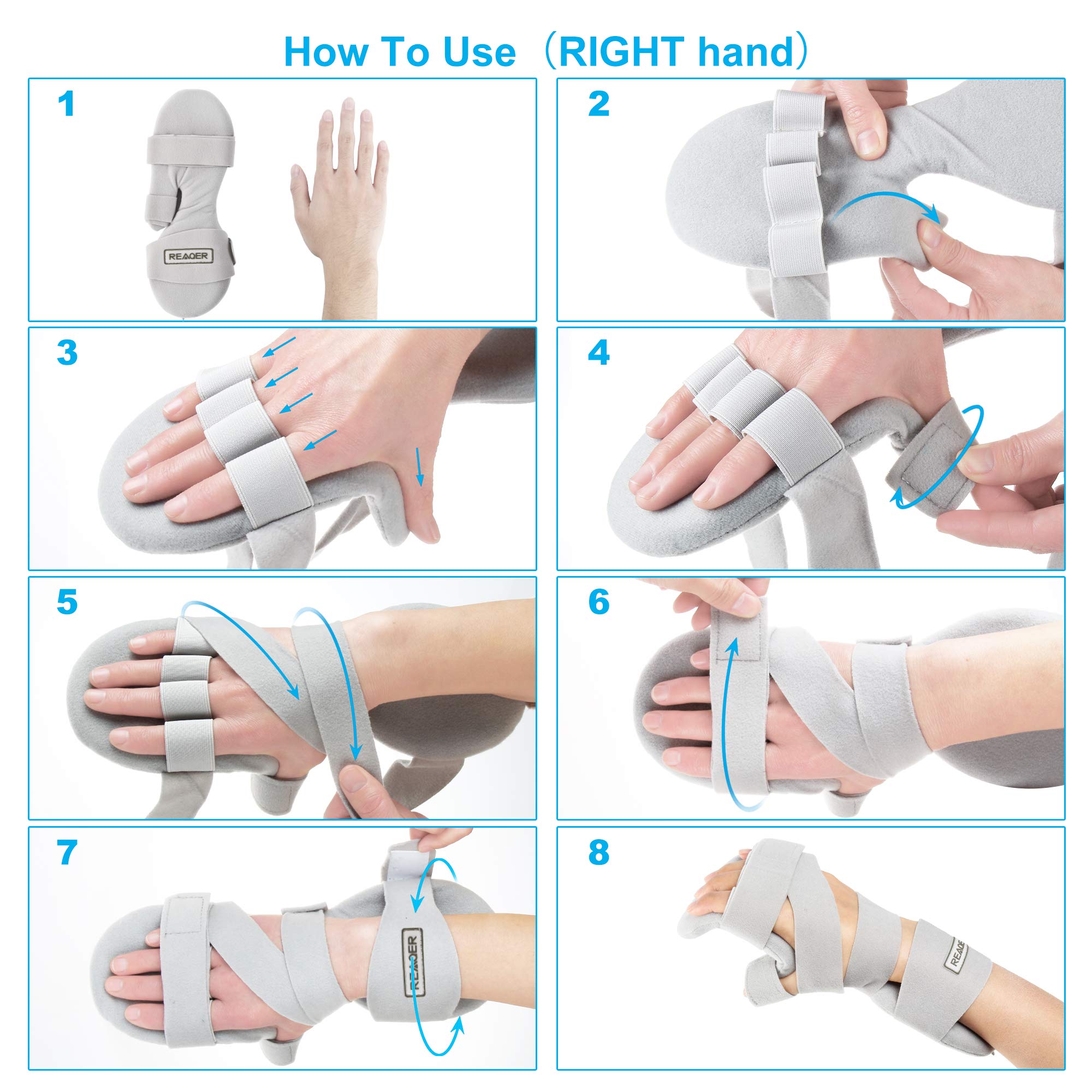 REAQER Resting Hand Splint Night Wrist Thumb Immobilizer Support for