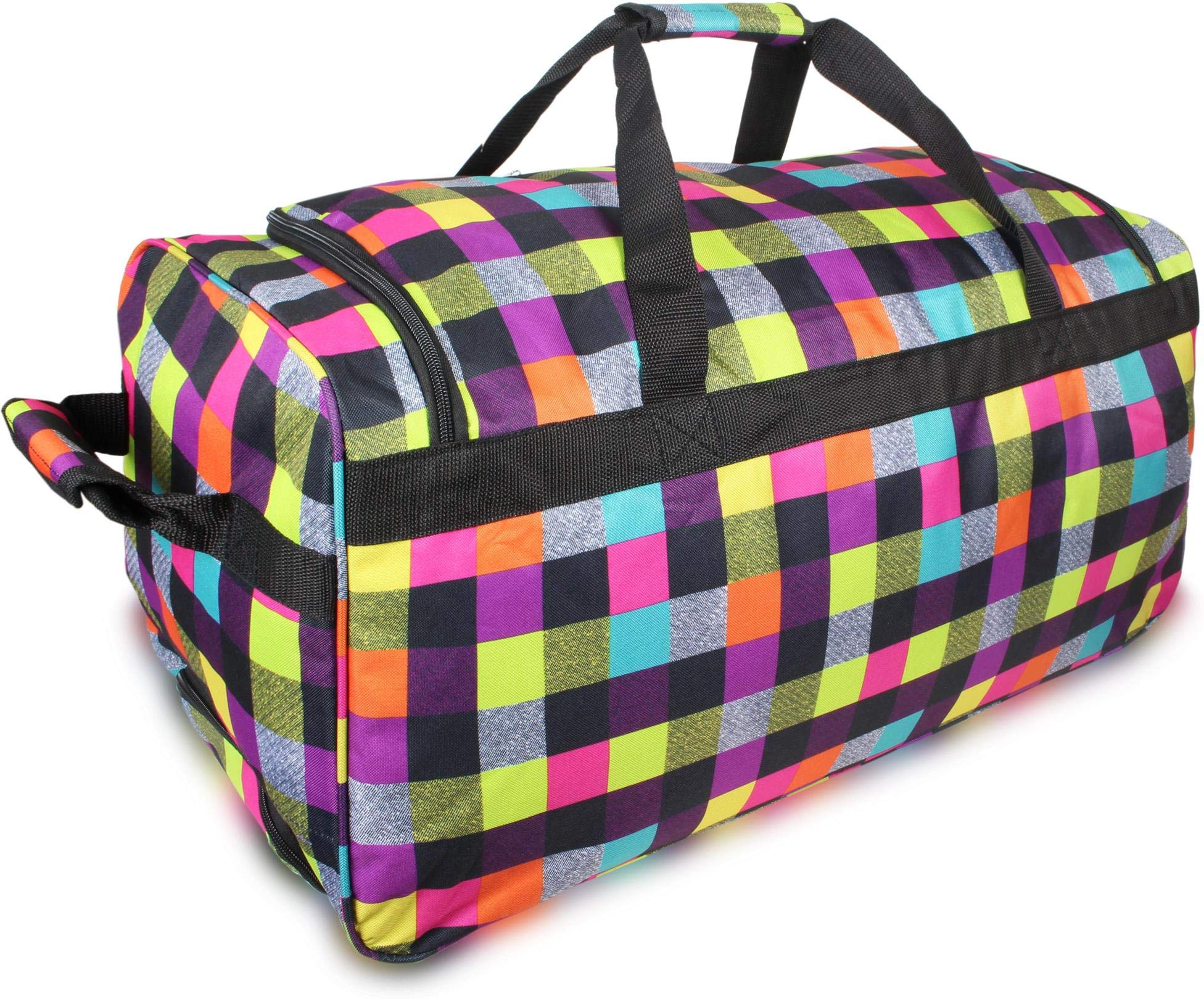 normani Leichte robuste Sport und Reisetasche 80-120 Liter - Trolley wasserabweisend reißfest leicht zu reinigen - 2 Rollen verstärkter Boden Schwarz/Lila/Gelb / 80 Liter XXL
