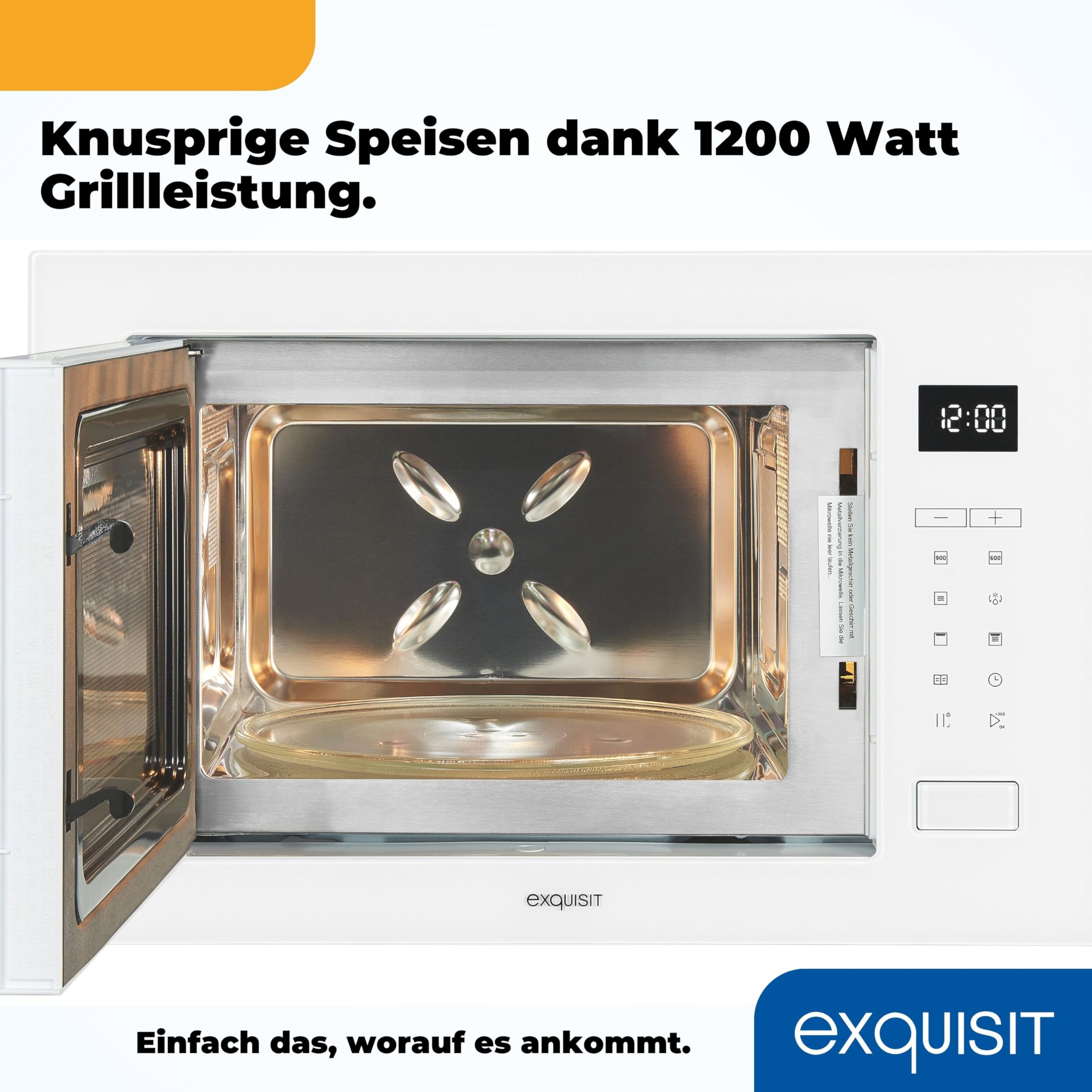 Exquisit EMW25-G-020 biały | kuchenka mikrofalowa do zabudowy 60 cm | funkcja grillowania | dotykowy | timer | szybki start