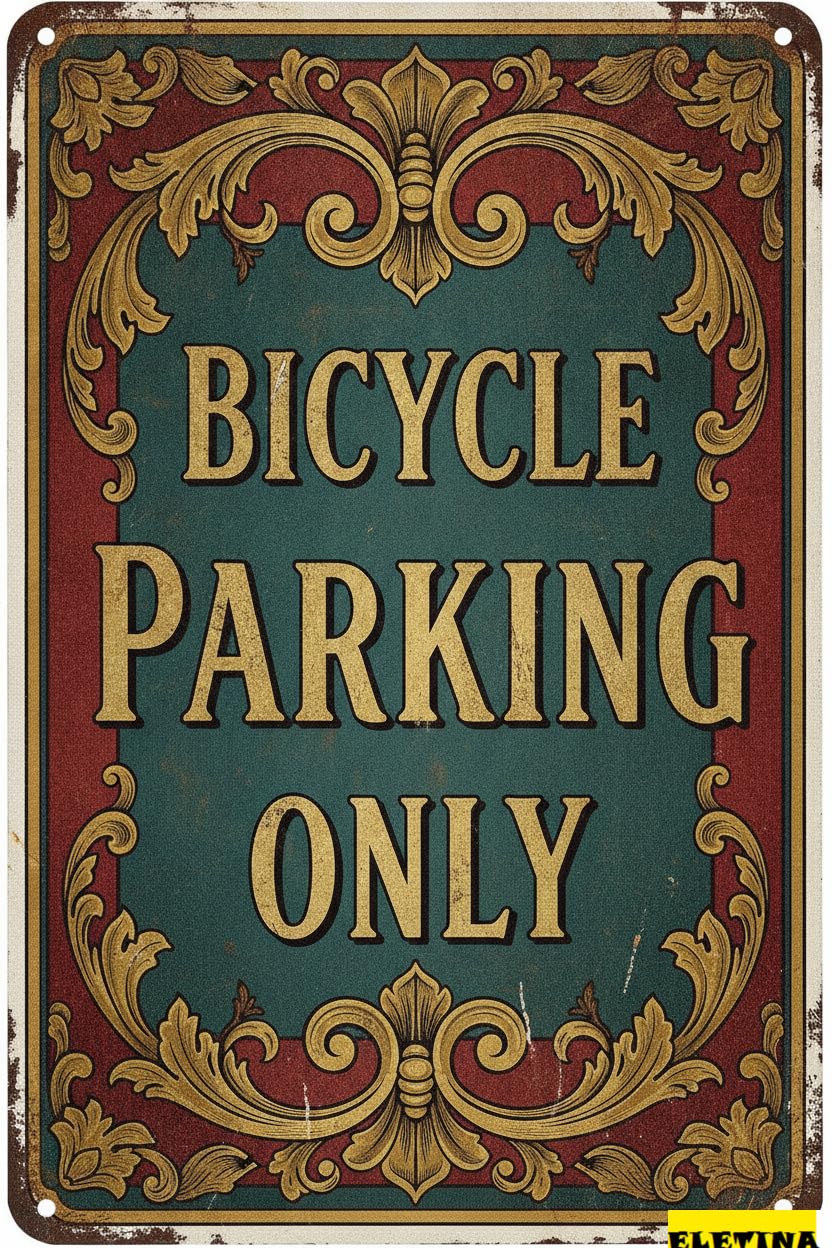 Bicycle Parking Only Metal Warning Sign Caution Safety Garden Driveway High Way Gate Decor 8x12in