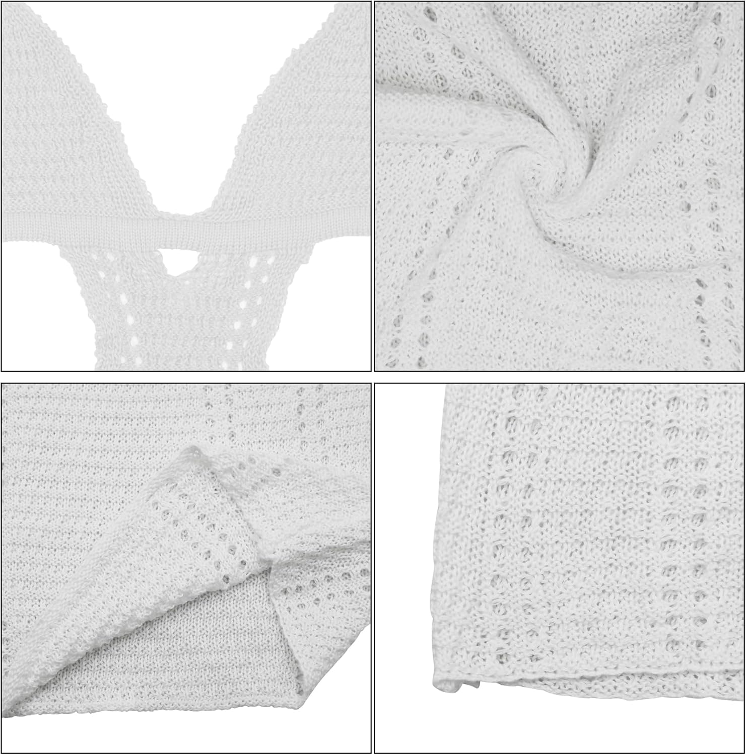 Women's Sexy Halter Hollow Out Knitted Mini Dress Sleeveless Backless Lace Up Bodycon Summer Beach Dress - Image 7