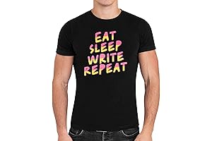 Humorous Gift for Writers: Eat Sleep Write Literary Quote Black T-shirt