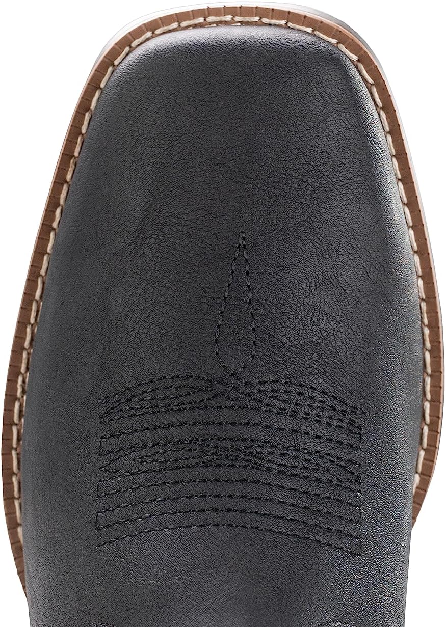 IUV カウボーイブーツ メンズ ワイドウエスタンブーツ トラディショナル アメリカ国旗 レトロ スクエアトゥ カントリーワークブー