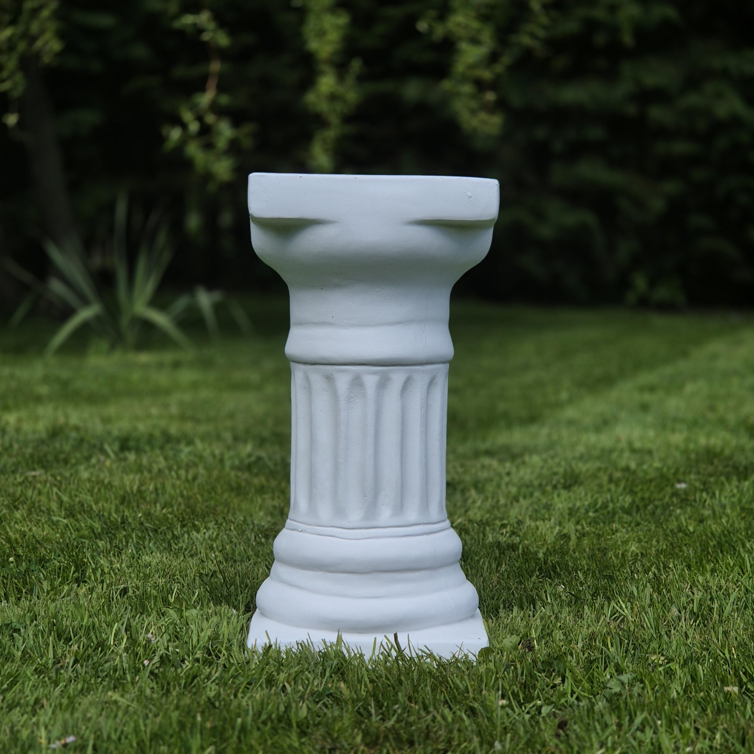 FABRIQ Doriische Colonne en pierre, blanche, hauteur 39 cm, surface au sol 18 x 18 cm, décoration de jardin, colonne de plantes, socle résistant aux intempéries