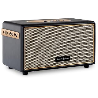 Bennett & Ross BB-860BK Blackmore Haut-Parleur Bluetooth rétro en Cuir – Haut-Parleur Vintage avec 2X 30W – Speaker Entrée USB avec Lecteur MP3 – Jack 3,5 mm avec aux-in – Enceinte en Noir - Les Beatles, Paul McCartney, John Lennon, RIngo Starr, George Harrison