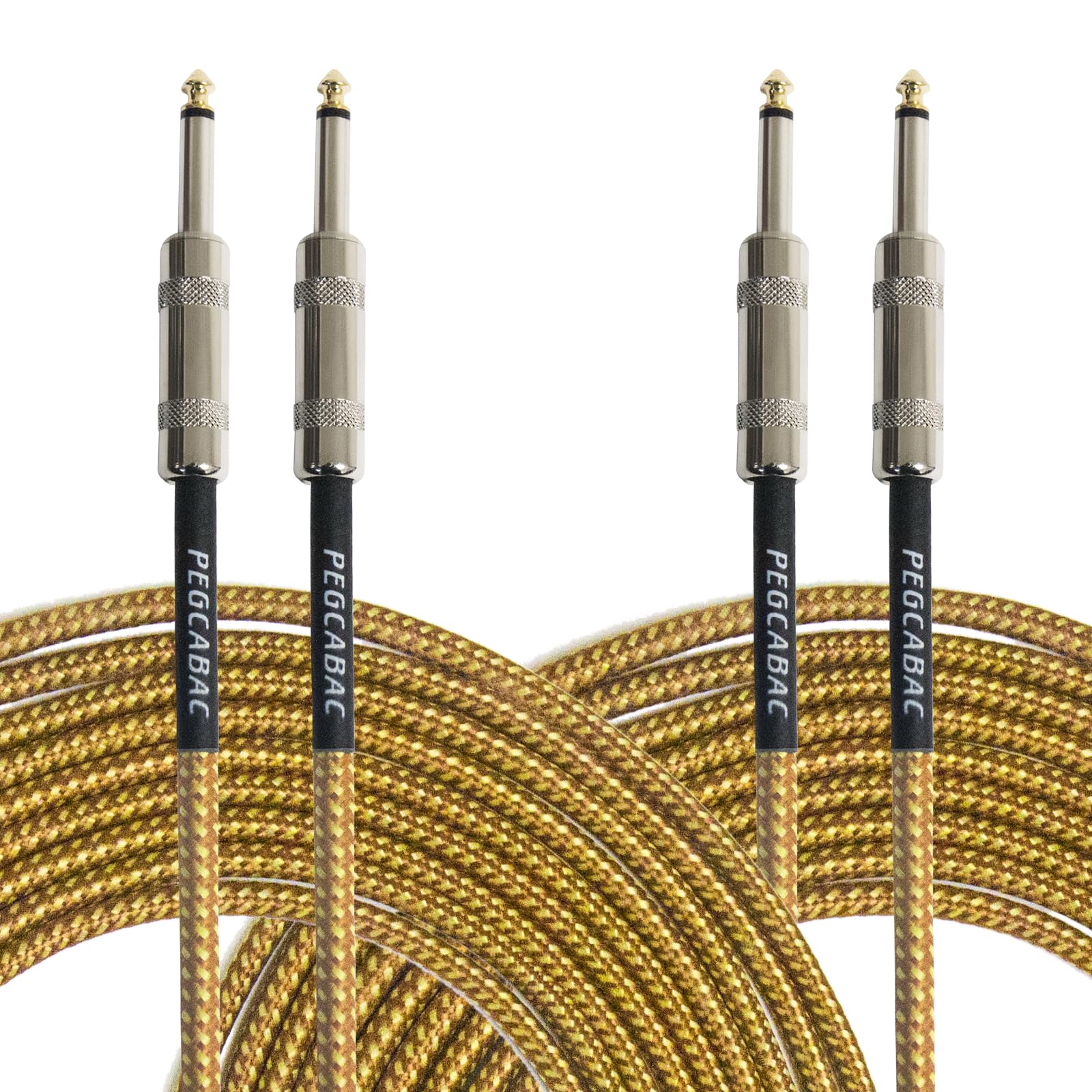 Cavo per strumenti TS da 6,1 cm, confezione da 2, jack maschio dritto da 6,35 mm, cavo di interconnessione audio stereo per chitarra elettrica, basso, tastiera, mixer, amplificatore