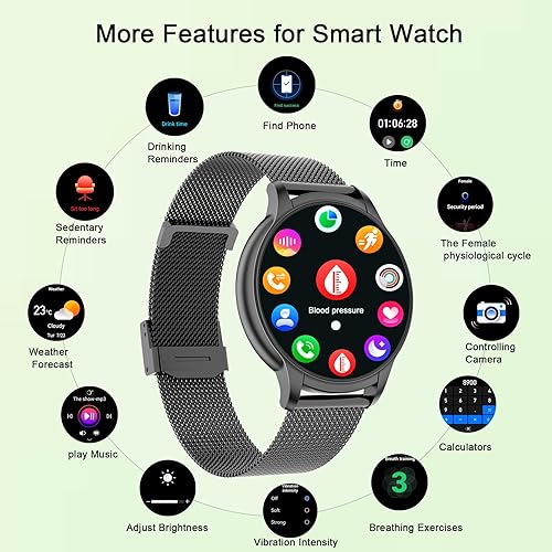 Miniatura 6 de SZHELEJIAM Relojes inteligentes para mujer (respuestahacer llamadas), pantalla táctil HD de 1.52 pulgadas, reloj inteligente con monitor de