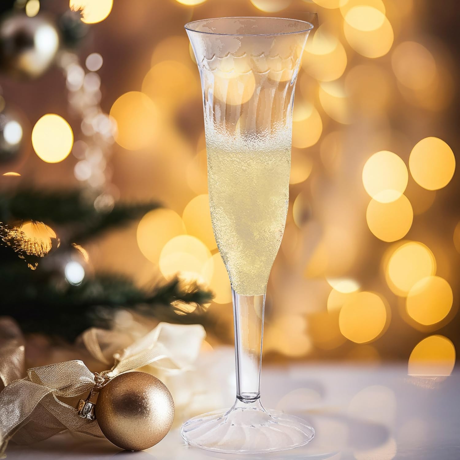 Smarty Had A Party 5 oz Champagne Flutes Pack of 96 Clear Disposable Plastic Stemware for Weddings, Parties, Mimosa Bars, and Events, Elegant Drinkware