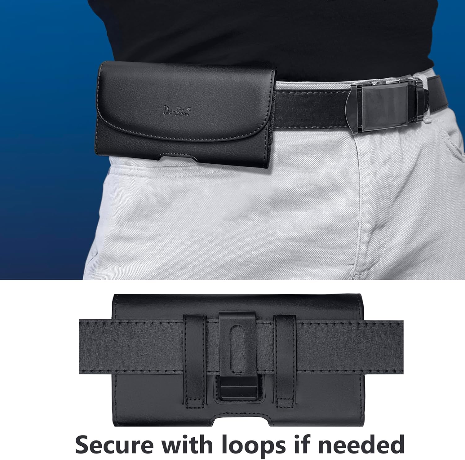 DeBin Belt Holster Case for iPhone 16, 16e, 15, 14, 13, 12 & Pro Models, 11 Pro, Xs, X, Cell Phone Pouch with Belt Clip, Phone Holder Medium, Black - Image 6