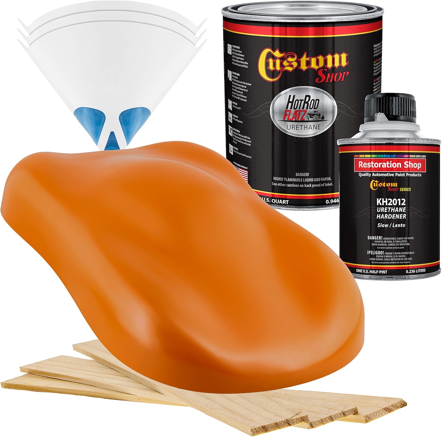 Custom Shop - Burnt Orange - Hot Rod Flatz Flat Matte Satin Urethane Auto Paint - Complete Quart Paint Kit - Professional Low Sheen Automotive, Car Truck Coating, 4:1 Mix Ratio