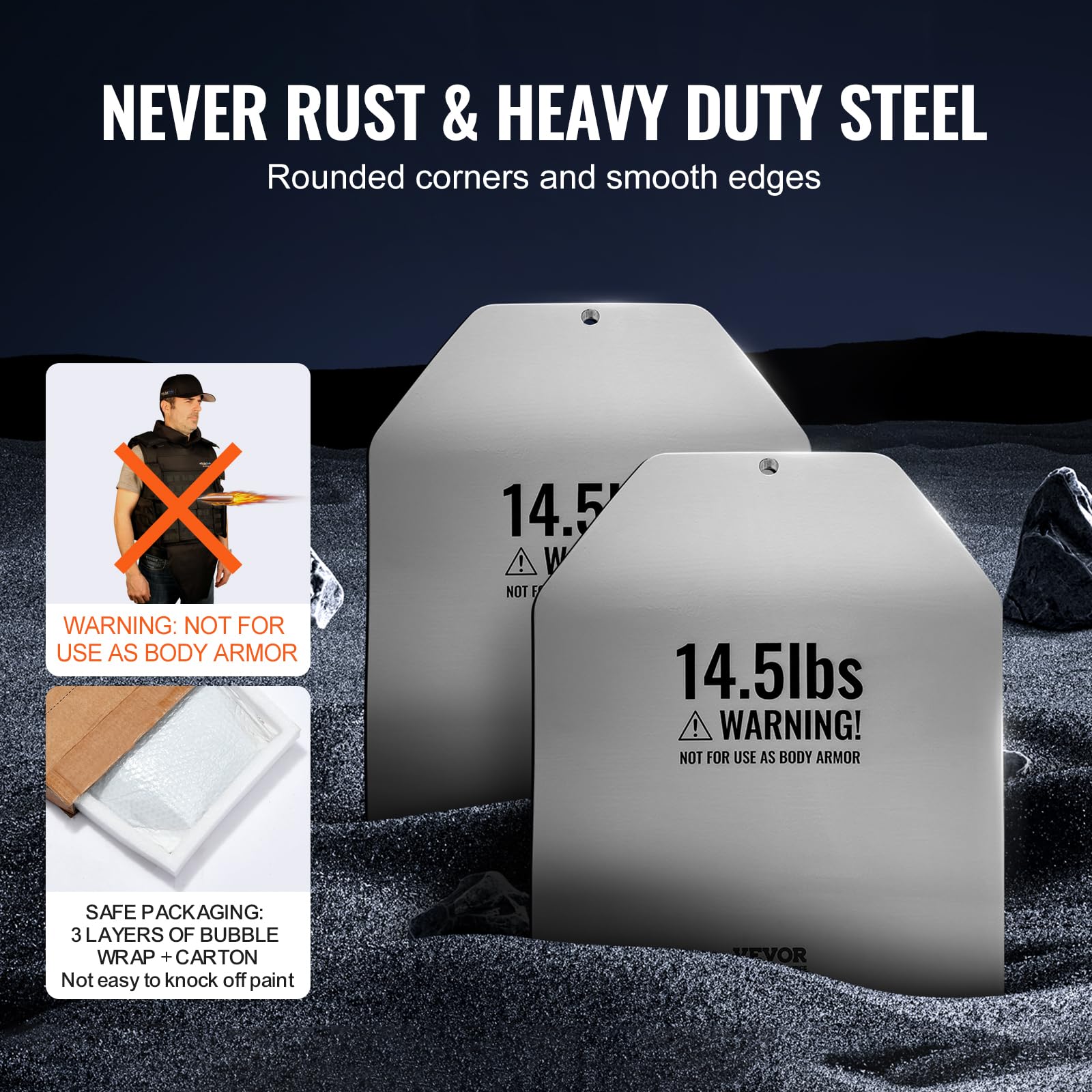 VEVOR Placas de Peso Curvadas para Chalecos, Pares de 4 kg, Acero de Primera Calidad, Ajuste Ergonómico Contorneado, Peso Adicional, para Entrenamiento de Fuerza, Carreras, 295 x 248 x 8±10 mm Naranja