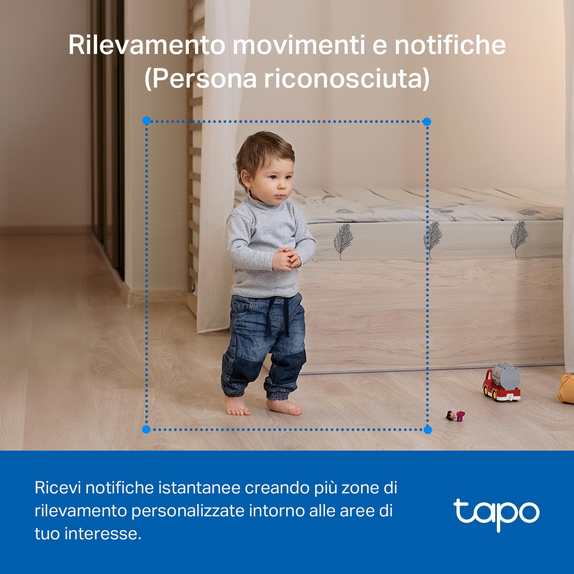Tapo C201 Telecamera WiFi Interno FHD, Videocamera sorveglianza, Visione Notturna, 360° Visuale, Audio Bidirezionale, Rilevamento di movimento e notifiche, Allarme acustico e luminoso integrato, Nero