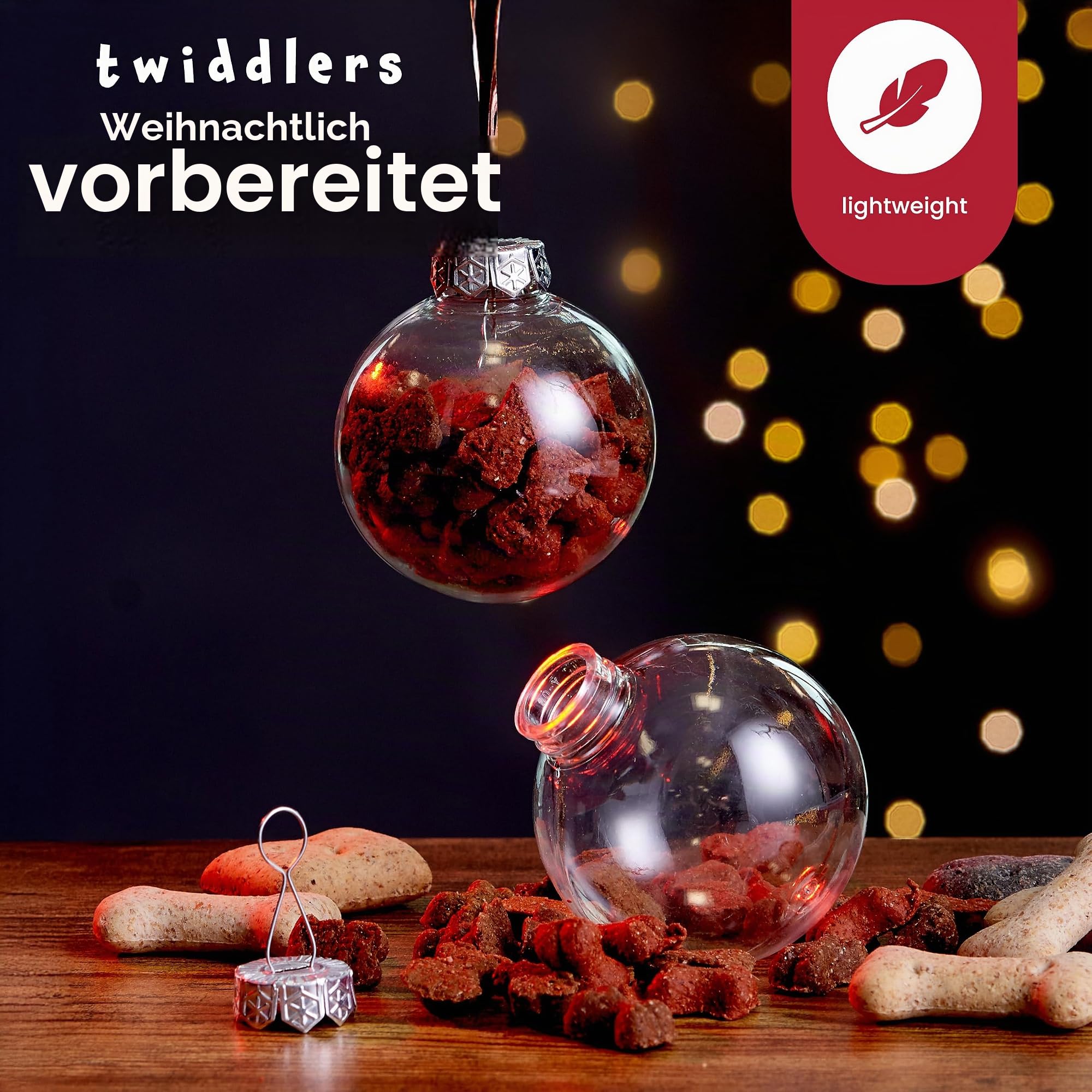 THE TWIDDLERS 15 Durchsichtige Weihnachtskugeln zum Befüllen, 6cm