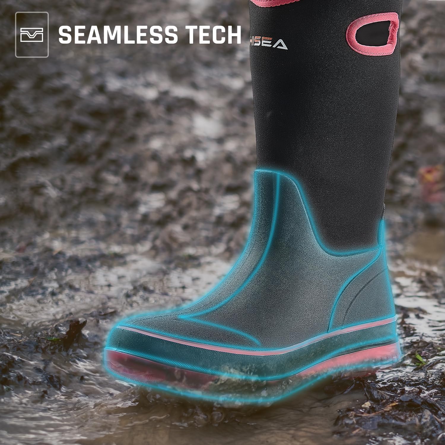 HISEA Women Mud Boots, Neoprene Rubber Garden Shoes Waterproof Mid Calf Rain Boots for Outdoor - Image 5