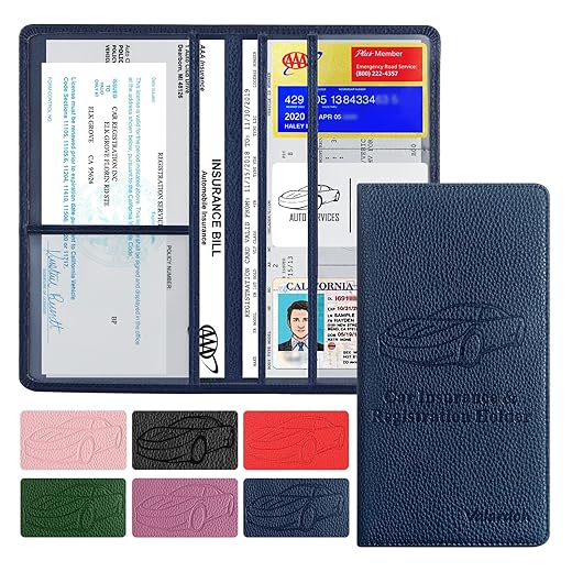 Premium Car Registration and Insurance Card Holder, Car Document Holder for Cards, Driver License & other Essential Documents (Deep Blue)