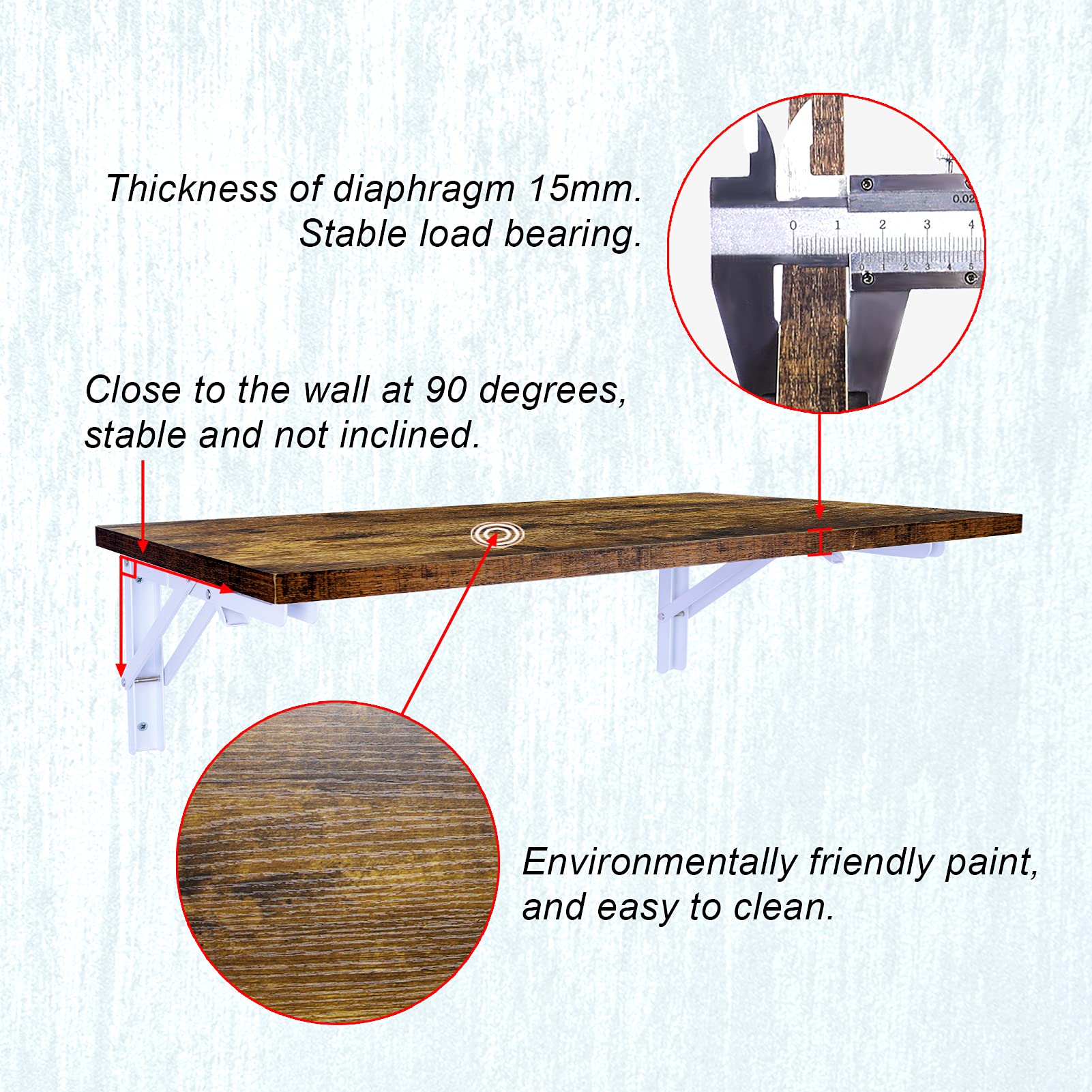 Folding Shelf Brackets Max. Load 400 lb, DIY Wall Mounted Shelf Bracket Space Saving for Table