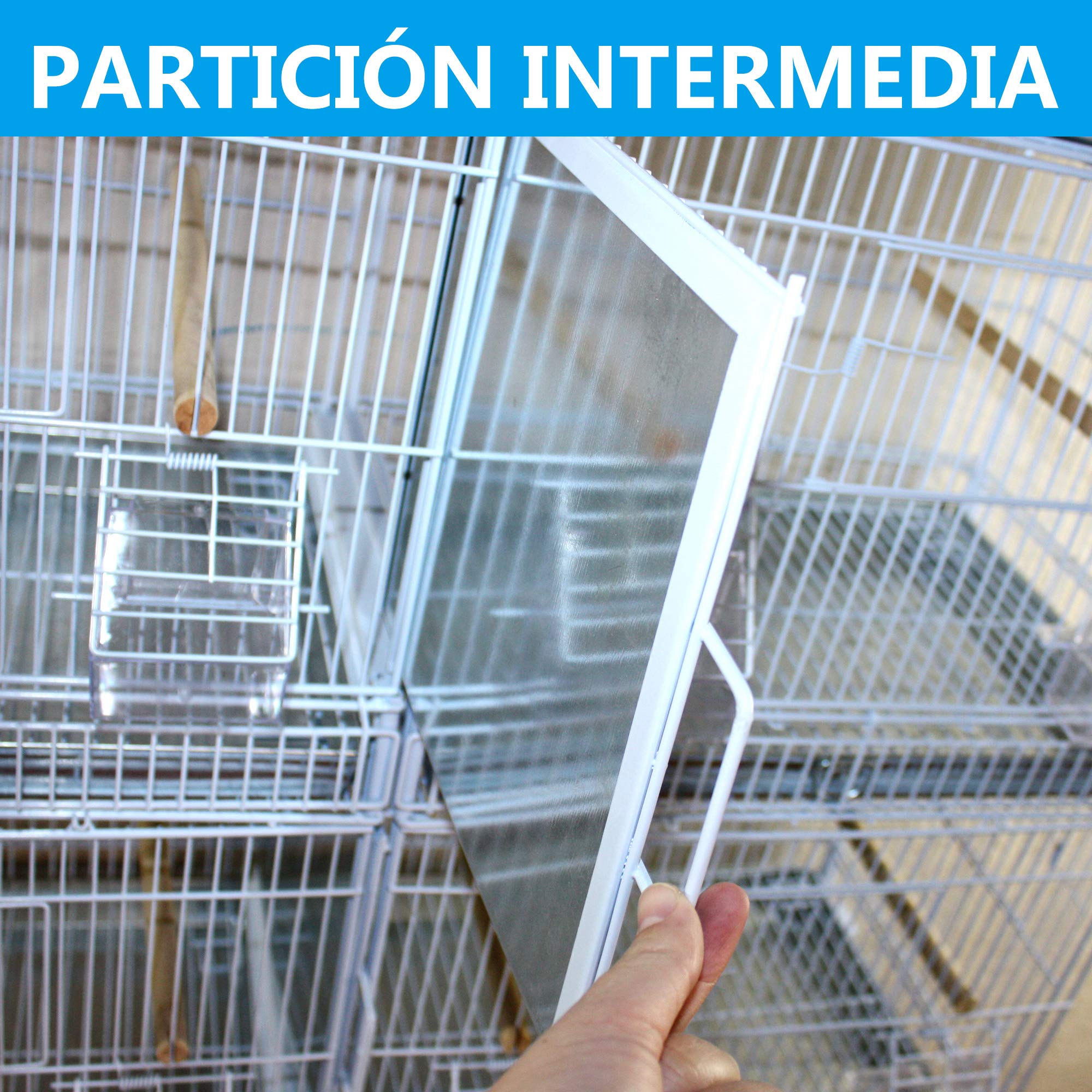 Jaula de Cría para Pájaros Jaula Grande de cría pequeñas Jaula de Aves Loro Canarios con Parque de Juegos Saltado Comedero con Ruedas Color Blanco (L-85 * 28 * 177CM)