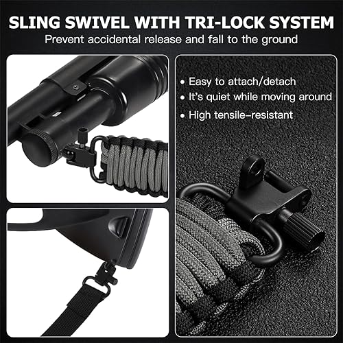 Miniatura 9 de Eslinga de dos puntos con giros, correa de paracaídas de longitud ajustable para caza al aire libre