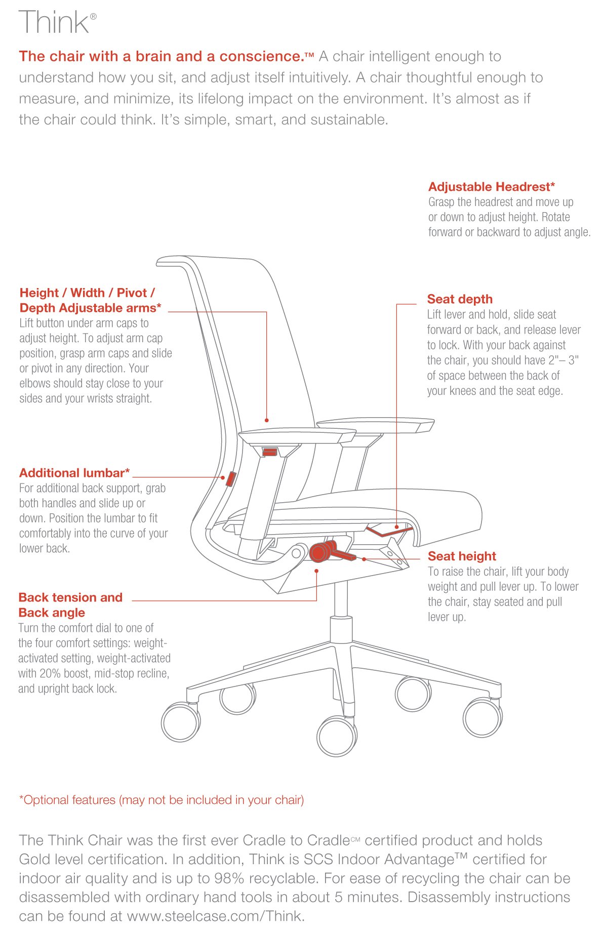 Steelcasethink Chair Sophisticated Multi User Five Points Of ...