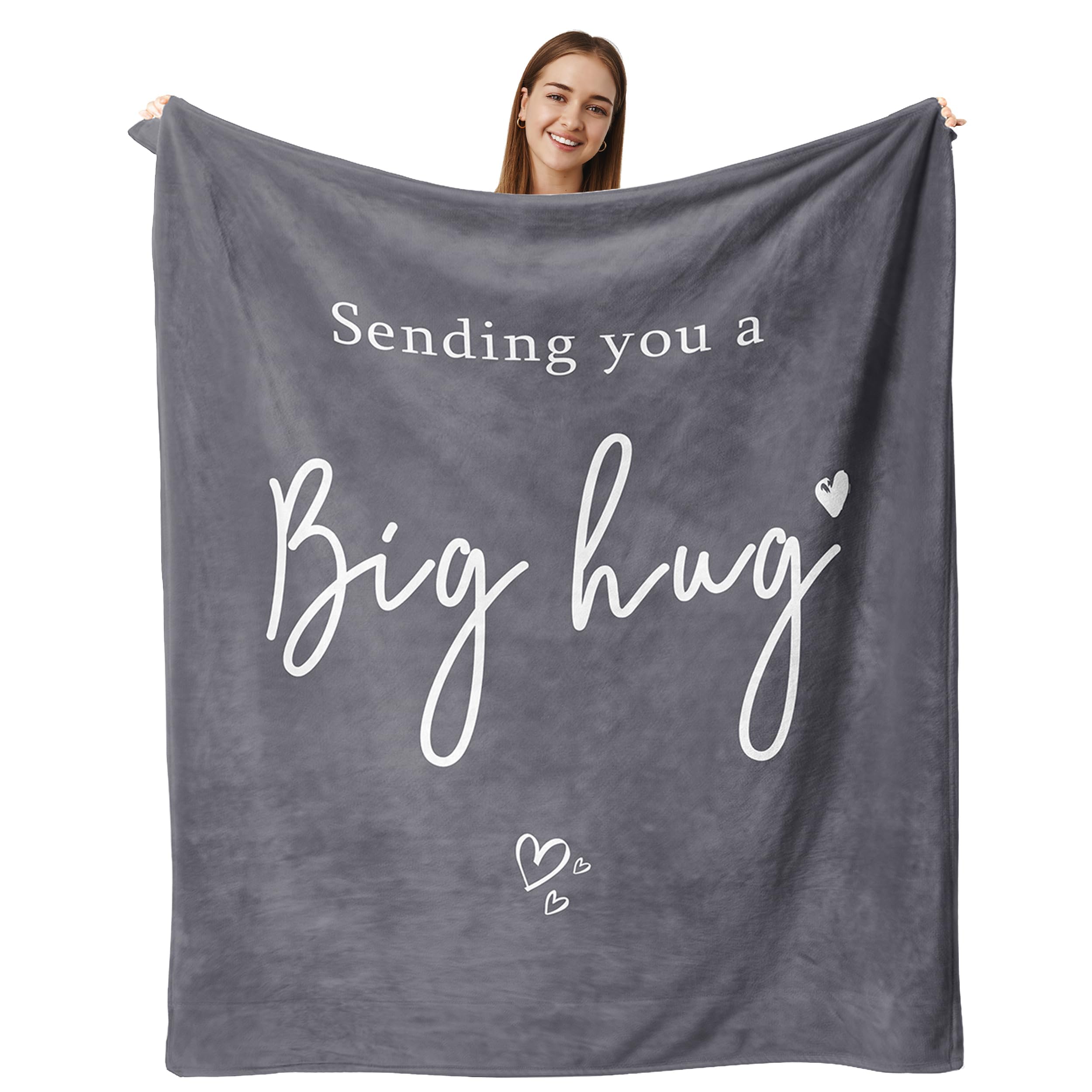 Lemzcen Women's Grey-Big Hug Get Well Gifts For Men, Memory Sympathy Gifts For Loss Of Loved One, Inspirational Feel Better Gifts For Men, Thinking Of You Cancer Care Gifts, Healing Hug Throw Blanket 60"X50"