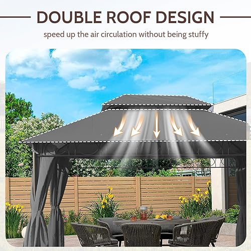 Miniatura 3 de Toldo para exteriores con protección UV, carpa con 4 paredes laterales para patio al aire libre (10 x 13 pies, gris)