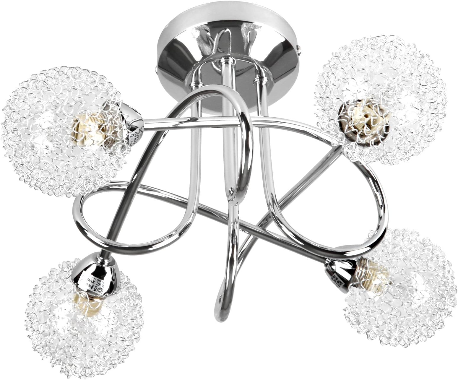 Ceiling Light - EEC: A++ to E, ร36cm, 4 Light Fittings, G9, Round, IP20, Modern - Wall Spotlight, Glass Lamp - for Living Room, Kitchen, Bedroom, Hallway, Corridor