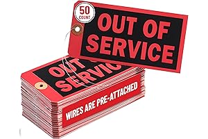 Out of Service Repair and Inspection Tags with Wire Hangers (50-Pack)