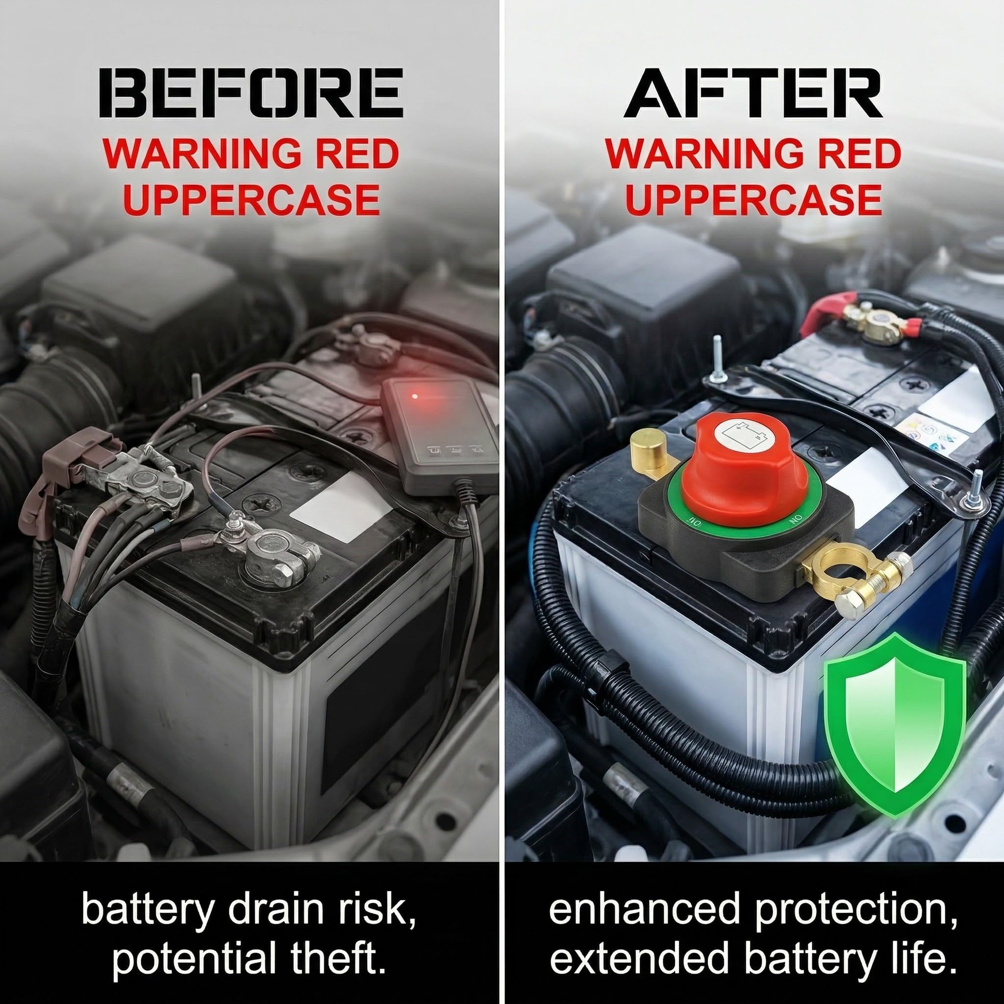 Staccabatteria Auto Universale 12V/24V, Interruttore Batteria Professionale con Manopola Rossa per Camper, Barca, Moto e Camion, Sezionatore Isolatore di Corrente ad Alta Resistenza