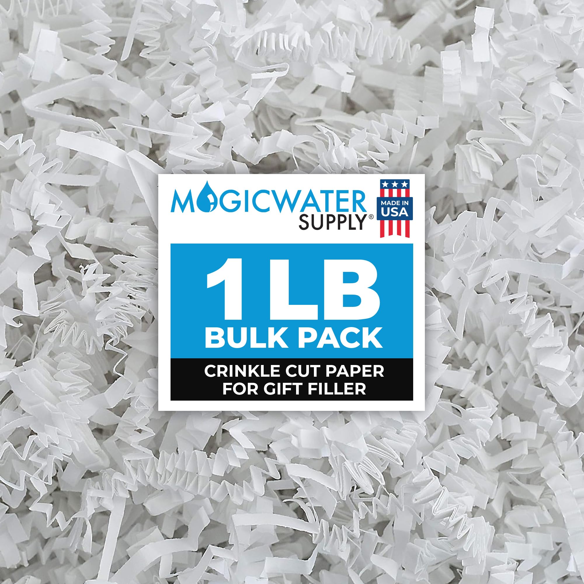 MagicWater Supply Crinkle Cut Paper Shred Filler - 1LB White - Decorative & Protective Packaging for Bridesmaid Gifts & Bridesmaid Proposal Gifts Holiday Stuffers Birthdays Wedding & Anniversaries