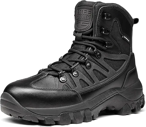 FREE SOLDIER Men's Waterproof Tactical Hiking Boots Military Work Boots Combat Boots