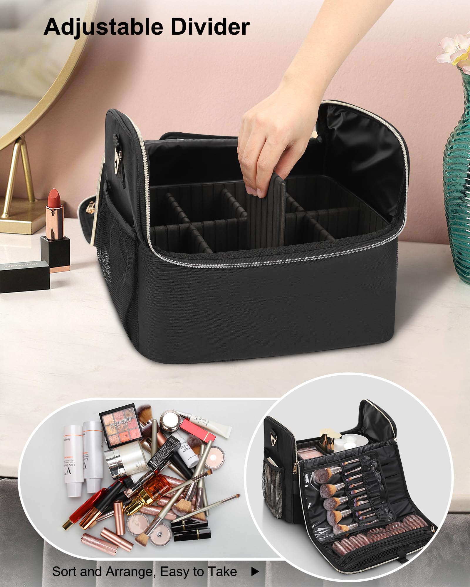 TANTO Large Makeup Train Case with 2 Small Pouches