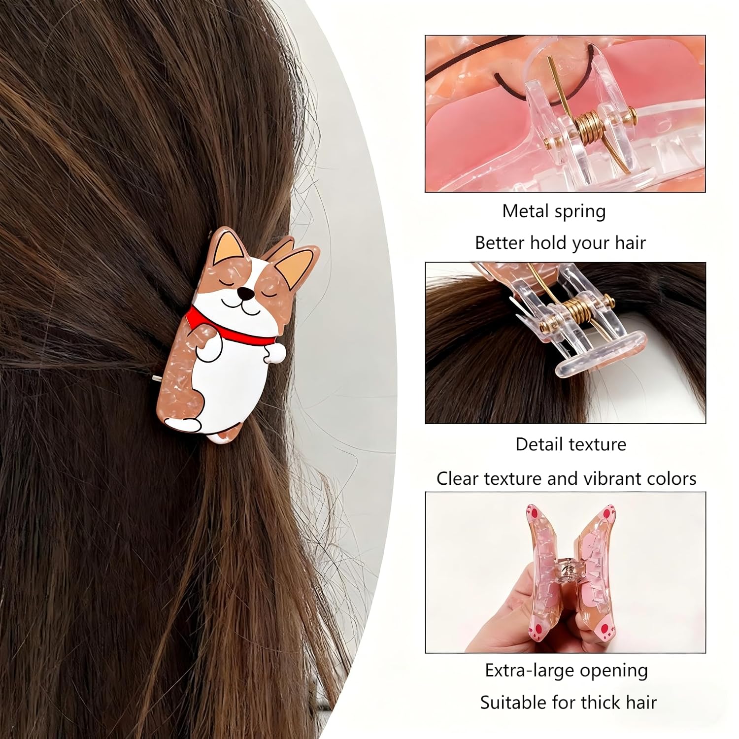 Women Corgi Hair Clip, Made of Acetate Fiber, Featuring a Corgi Design,a Cute Pet Accessory, Gift for Dog Lovers, and Ideal Christmas (Corgi) image 2