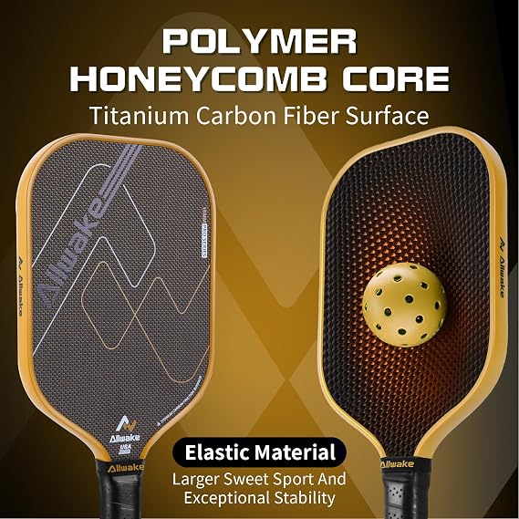 Pickleball Paddle, 3K Titanium Hybrid Carbon Fiber Pickleball Paddle Set, USAPA Approved Elite Control & Power Pickleball Paddle, 16mm Honeycomb Core, Ergo Sweat-Proof Grip & 360° Edge Protector