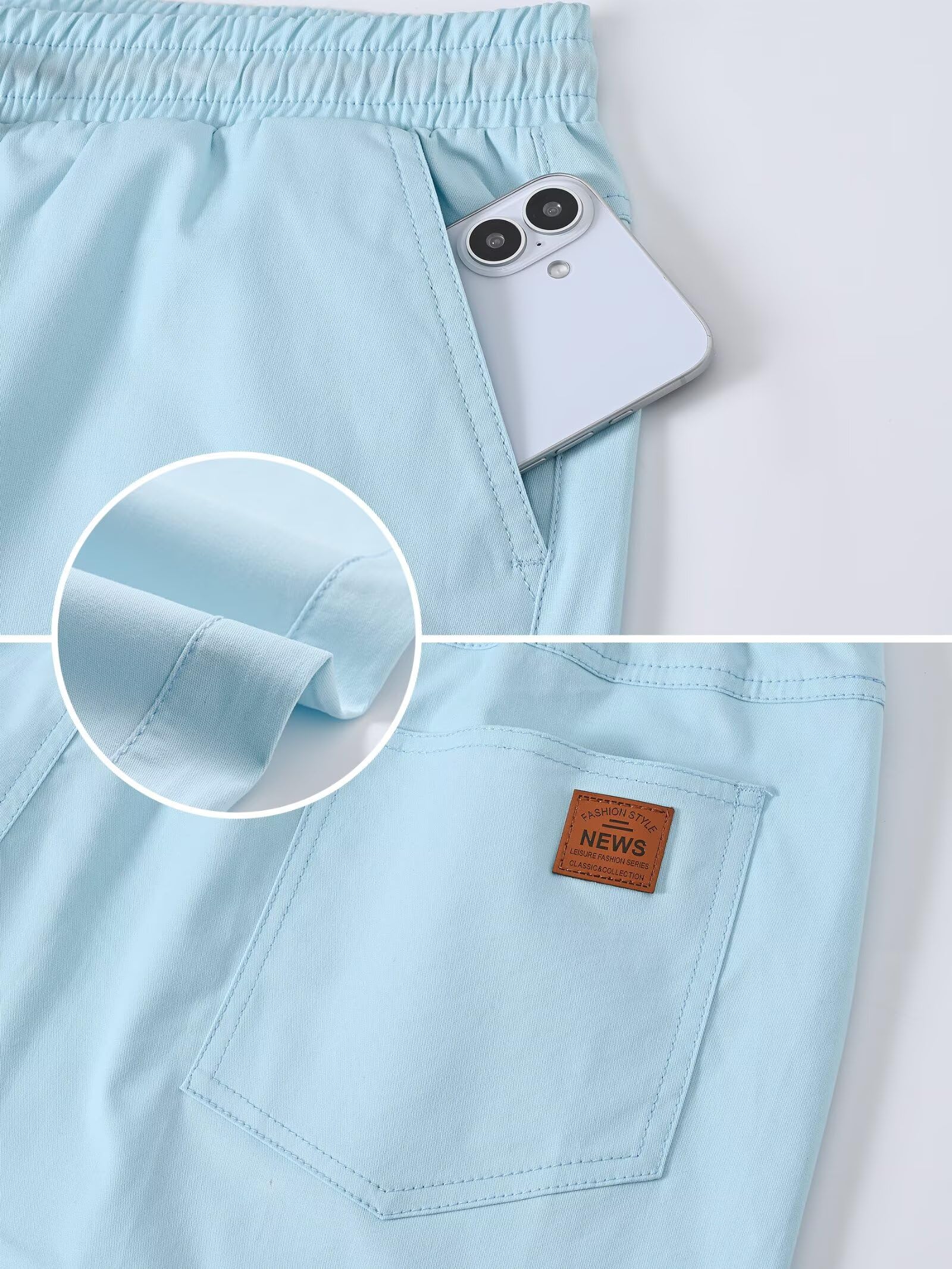 Pantalones Cortos Hombre Casual Verano Chino Shorts con Bolsillos