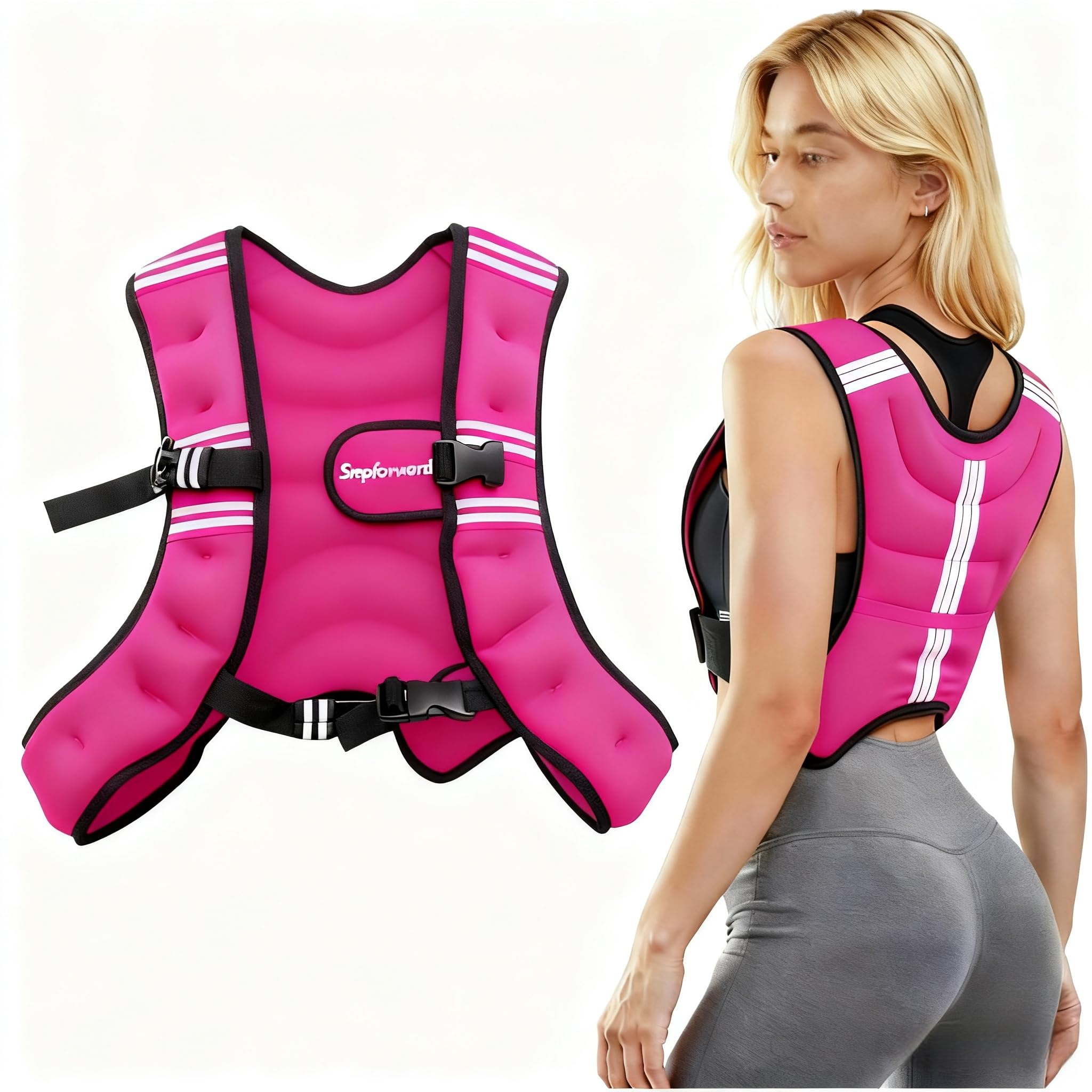 Gewichtsweste, 3kg / 5kg Trainingsweste mit Reflexstreifen und Verstell-Riemen, Fitnessweste für Krafttraining, Laufen, Cardio und Fitness