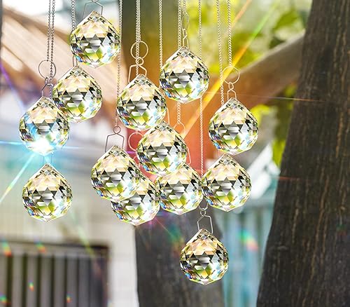 Miniatura 3 de MerryNine Prisma de bola de cristal transparente de 1.969in2.0 pulgadas, atrapa el brillo del sol, arco iris, prismas colgantes de cristales para