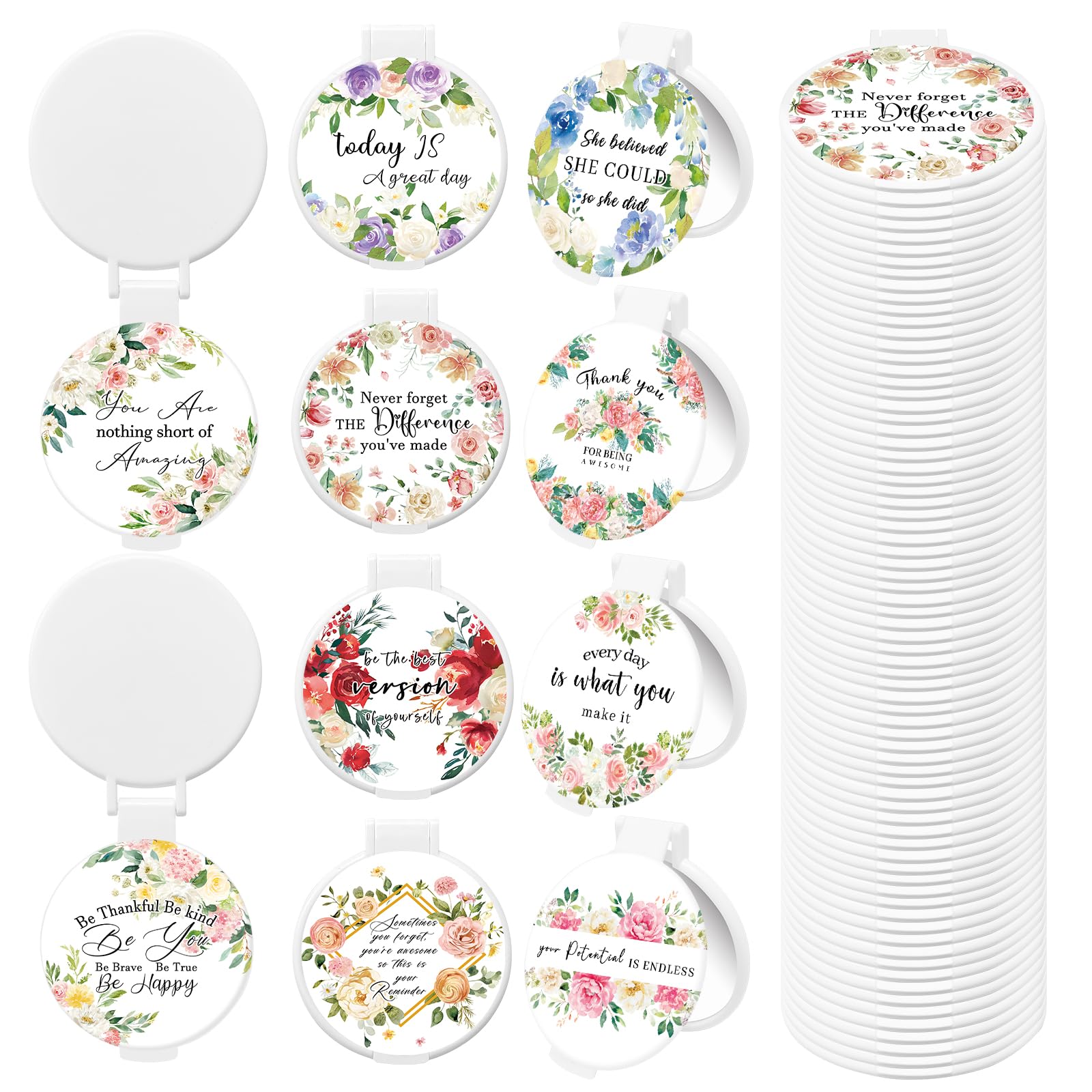 Photo 1 of KOPOOEOE 100 Pcs Floral Inspirational Compact Mirror Bulk