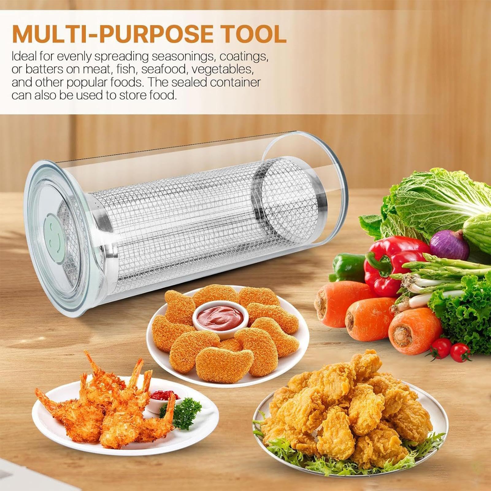 Shaker Per Impanatura Dispenser Trasparente A 360 Gradi