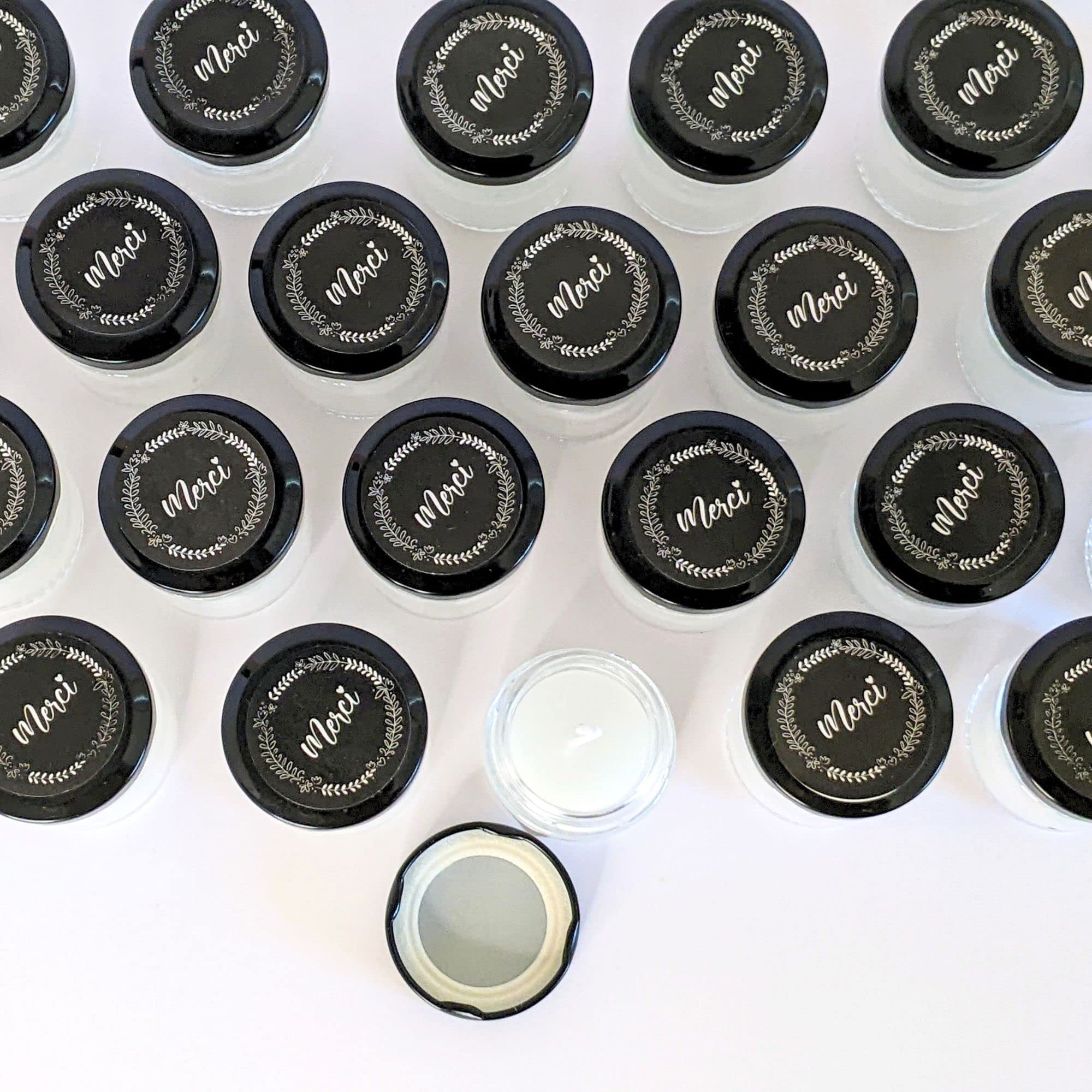 Bougie Parfumée Kit, 24 PCS lot de bougies Naturel Cire de Soja | Bougies Parfumée - cadeau invité mariage, bapteme, communion, anniversaire - cadeau femme, Noël | TE Whaka (Couvercle noir)