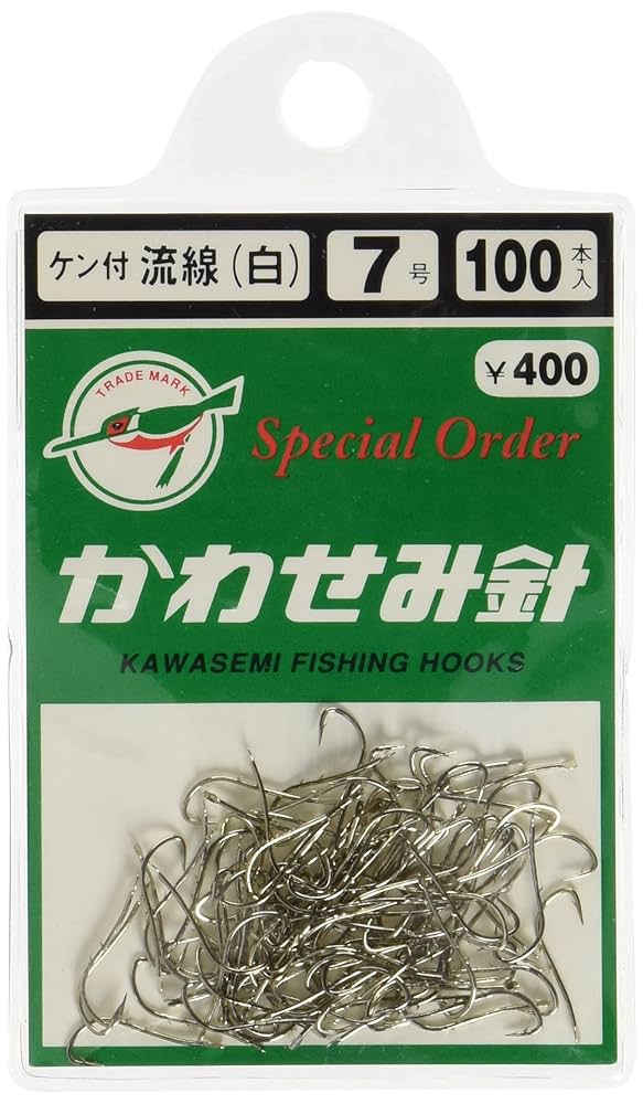 Amazon | KAWASEMI(かわせみ針) J-1 100本流線 形ケン付(白) 7号