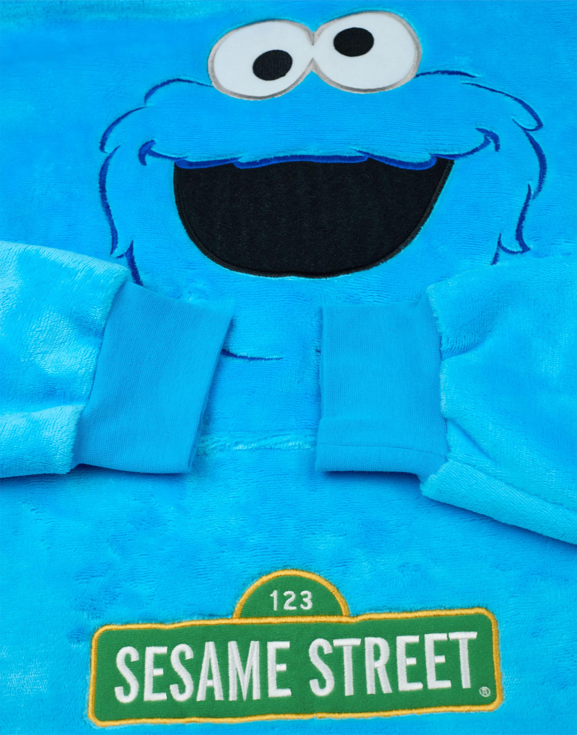 Sesame Street Monstruo de las Galletas Sudadera con capucha unisex | Jersey azul con capucha para adultos con estampado grafico del personaje del Monstruo de las Galletas