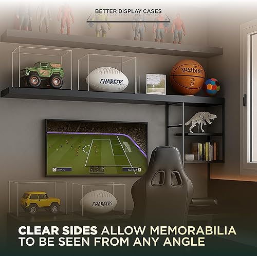 Vista 346 de Better Display Cases Versátil vitrina de acrílico transparente - Caja rectangular grande con base blanca 18" x 12" x 3" (BK09)