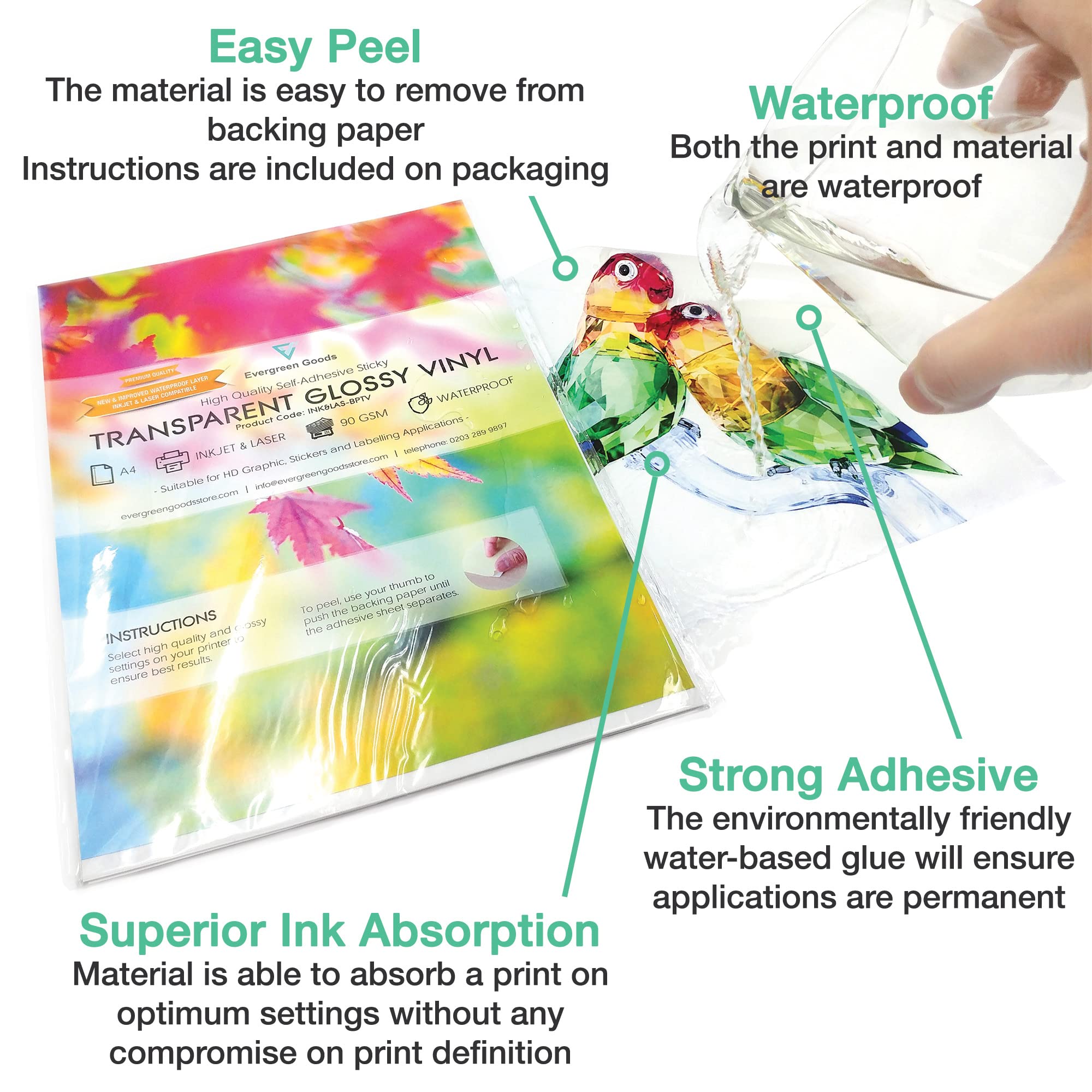 Carta Adesiva Laser Fogli Adesivi In Vinile Lucido A4 - Foto 14